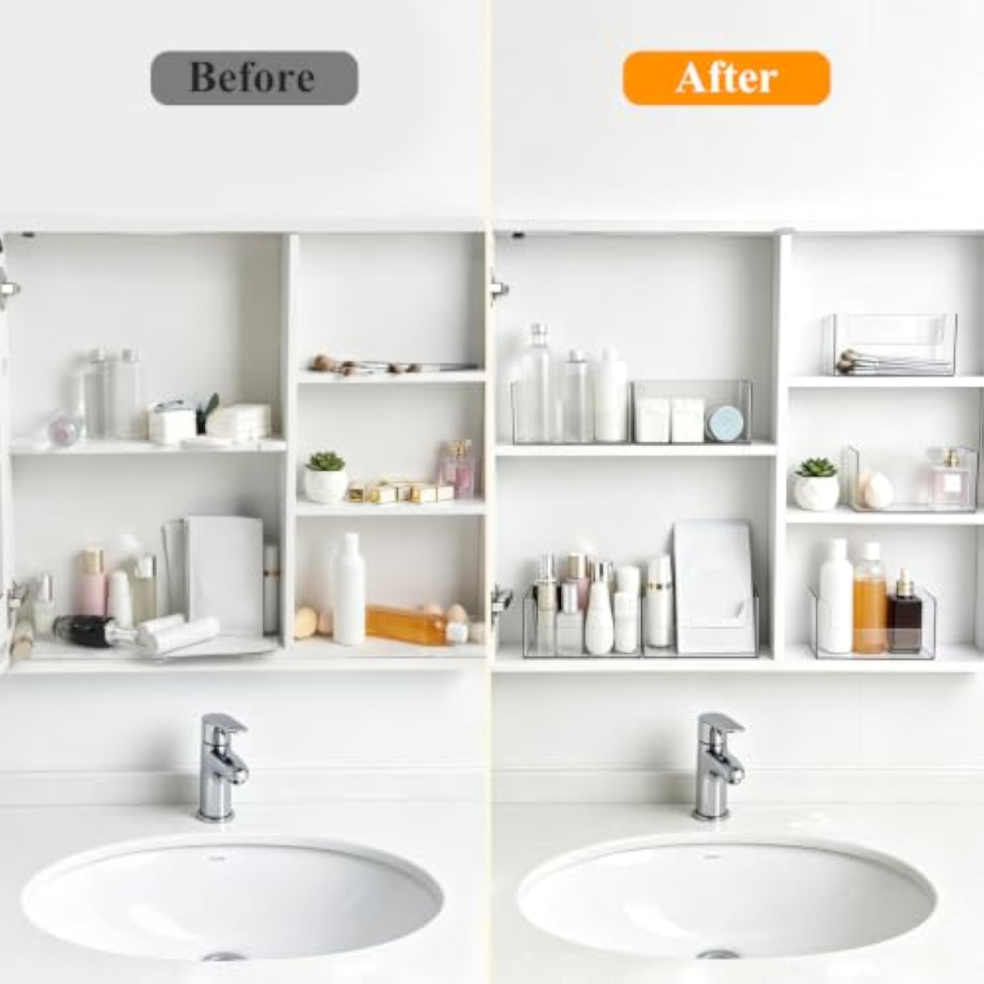 2 Pack Clear Vanity Organisers for Mirror Cabinet